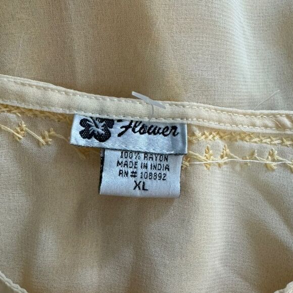 Flower SZ XL vintage lightweight rayon blouse - Picture 3 of 4
